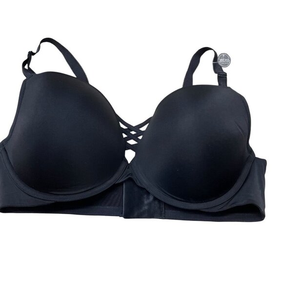 Torrid XO Plunge Push-Up Bra Black 360 Back Smoothing Underwire Criss Cross 40DD - Picture 2 of 6